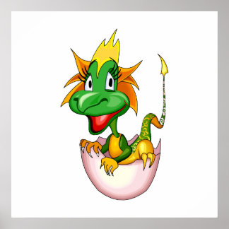 Póster Fantasy Cute Baby Dragon