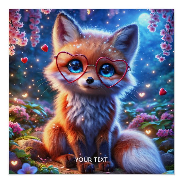 Póster Fantasy Cute Baby Fox Glass (Anverso)