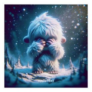 Póster Fantasy Cute Baby Yeti Winter