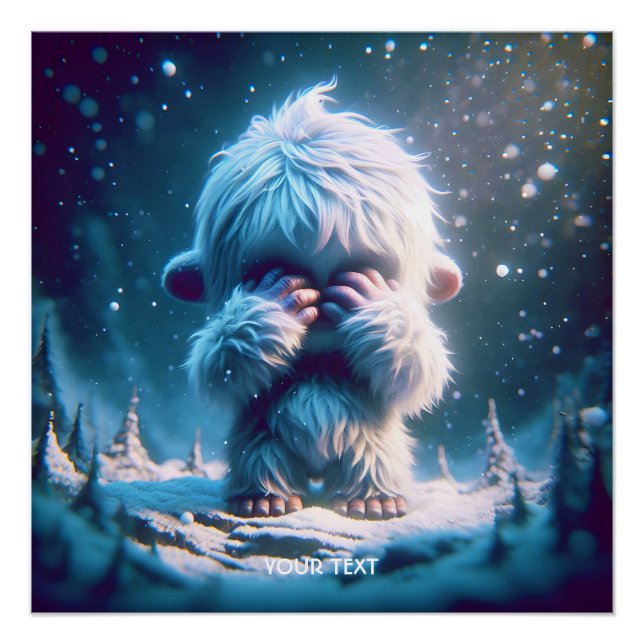 Póster Fantasy Cute Baby Yeti Winter (Anverso)