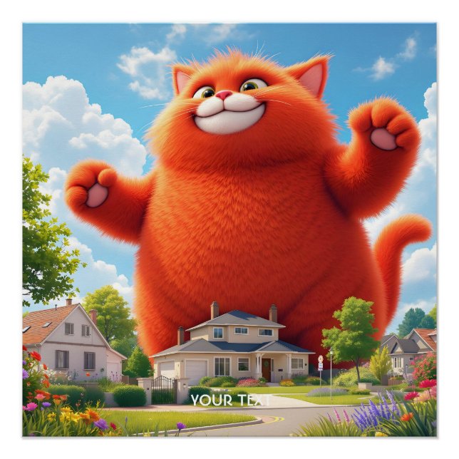 Póster Fantasy Cute Big Naranja Cat (Anverso)