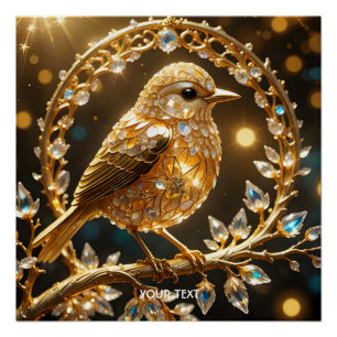 Póster Fantasy Cute Bird Filigrree Diamantes