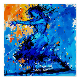 Póster Fantasy Cute Blue Naranja Bailarín