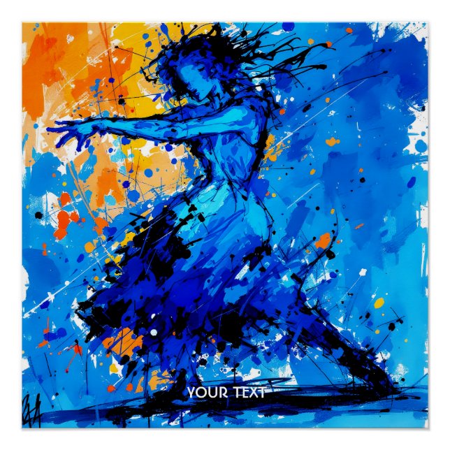Póster Fantasy Cute Blue Naranja Bailarín (Anverso)
