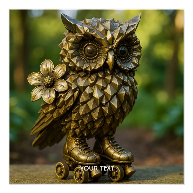 Póster Fantasy Cute Brass Owl Skates (Anverso)