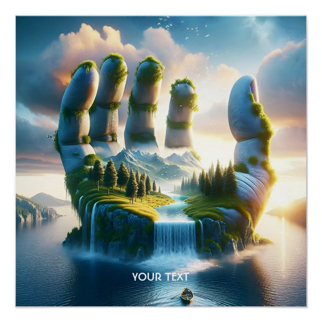 Póster Fantasy Cute Bridge Lake Hand (Anverso)