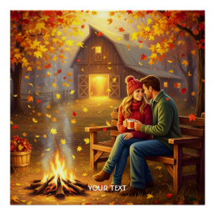 Póster Fantasy Cute Campfire Date Country