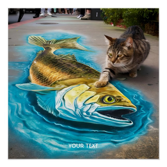 Póster Fantasy Cute Cat Fish Road (Anverso)