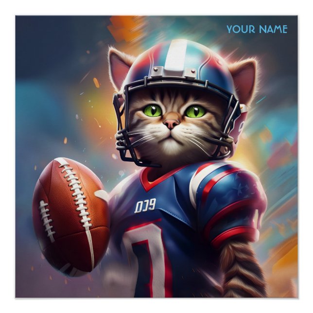 Póster Fantasy Cute Cat Futbol Uniforme (Anverso)