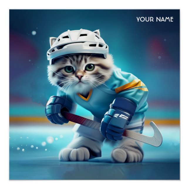 Póster Fantasy Cute Cat Hockey Uniforme (Anverso)