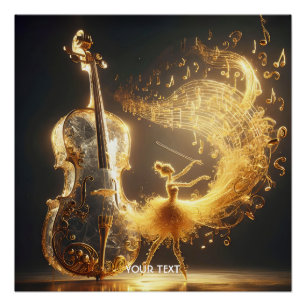 Póster Fantasy Cute Cello Dance Notes