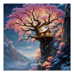 Póster Fantasy Cute Cherry Blossom Tree