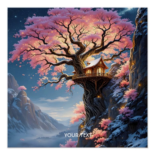Póster Fantasy Cute Cherry Blossom Tree (Anverso)