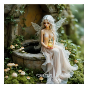 Póster Fantasy Cute Chica hongos Lantern