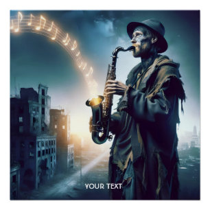 Póster Fantasy Cute City Music Man