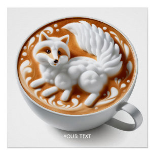 Póster Fantasy Cute Coffee Fox Cup