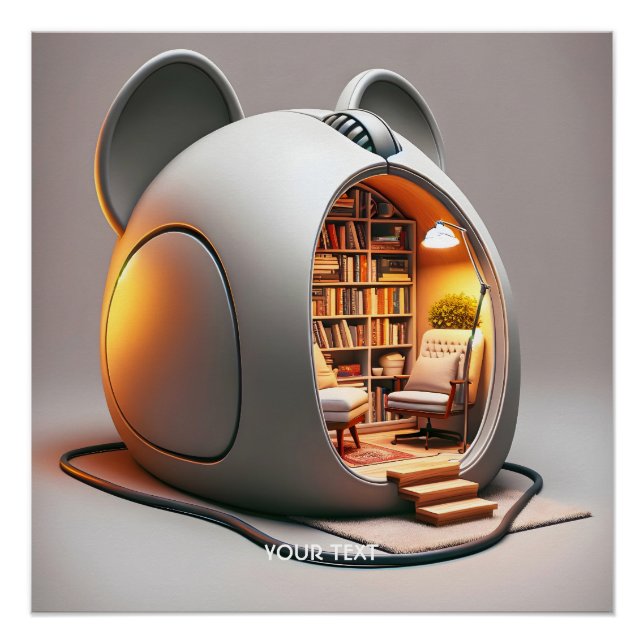 Póster Fantasy Cute Computer Mouse House (Anverso)