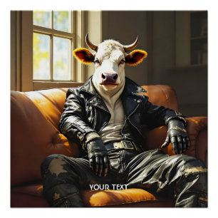 Póster Fantasy Cute Cow Leather Couch