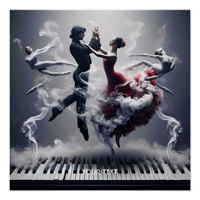 Póster Fantasy Cute Dancer Ballerina Piano (Anverso)