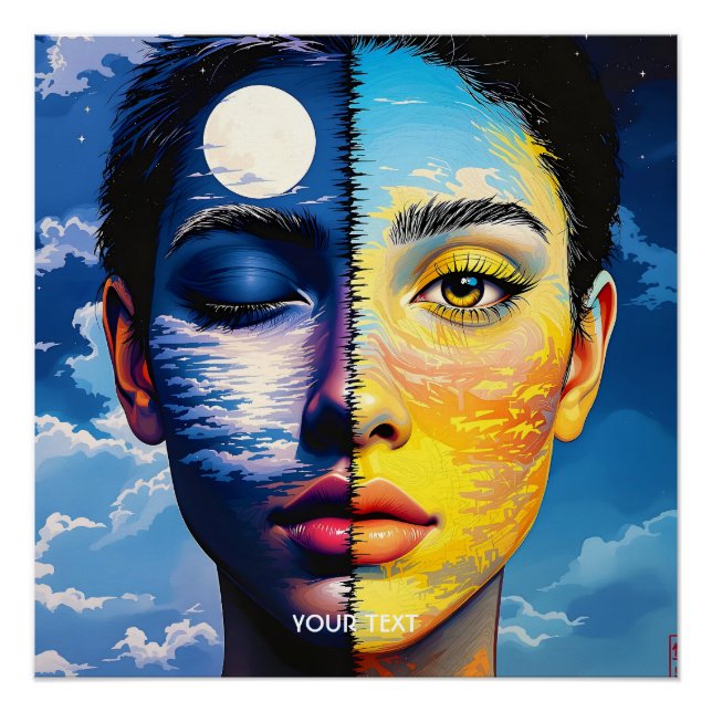 Póster Fantasy Cute Day Night Face (Anverso)