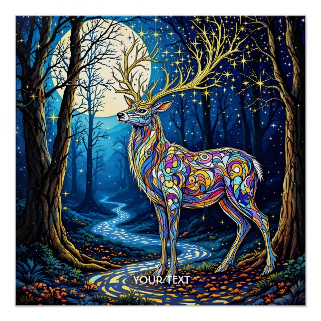 Póster Fantasy Cute Deer Starlight Antlers (Anverso)