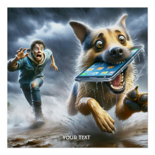 Póster Fantasy Cute Dog Boy Phone