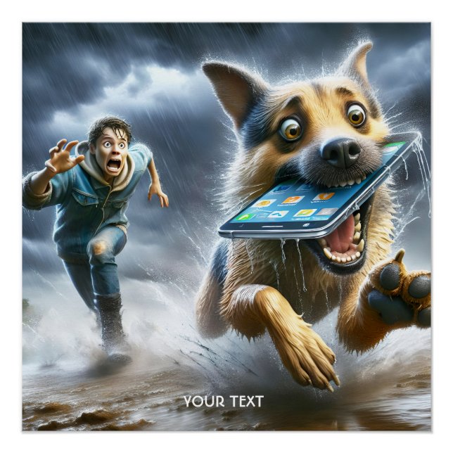 Póster Fantasy Cute Dog Boy Phone (Anverso)