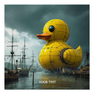 Póster Fantasy Cute Duck War Ship