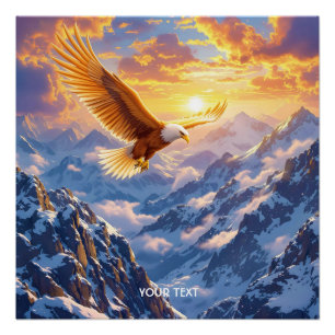 Póster Fantasy Cute Eagle Mountains Sunrise