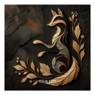 Póster Fantasy Cute Elegant Fox Drawing