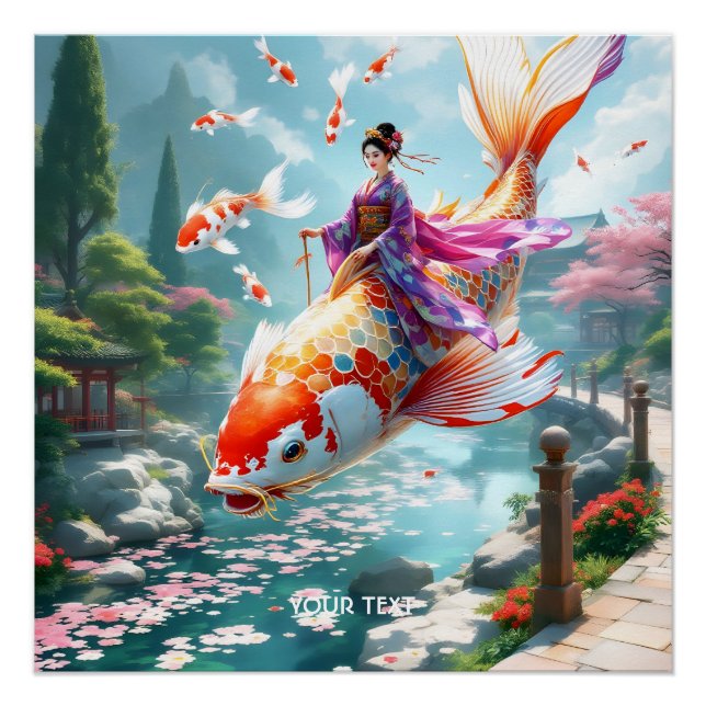 Póster Fantasy Cute Fish Chica japonés (Anverso)