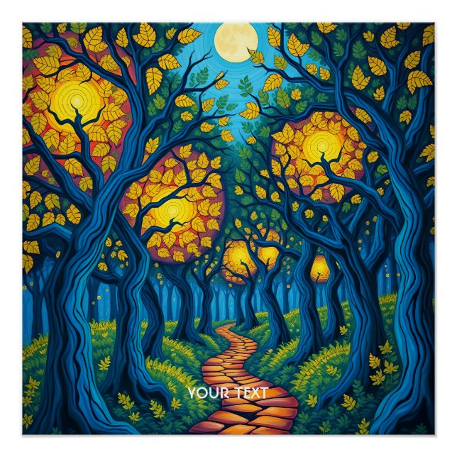Póster Fantasy Cute Forest Naranja Road (Anverso)