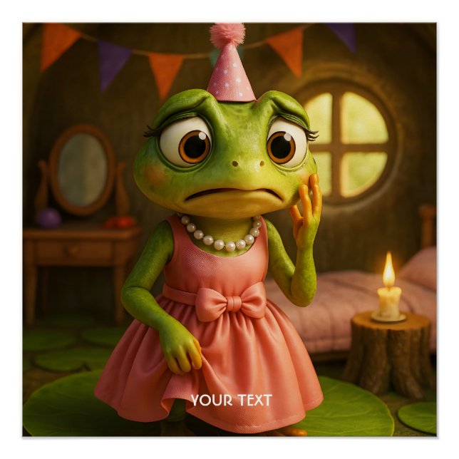 Póster Fantasy Cute Frog Chica Fiesta (Anverso)