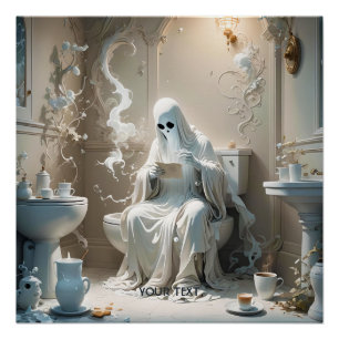 Póster Fantasy Cute Ghost Bathroom Paper