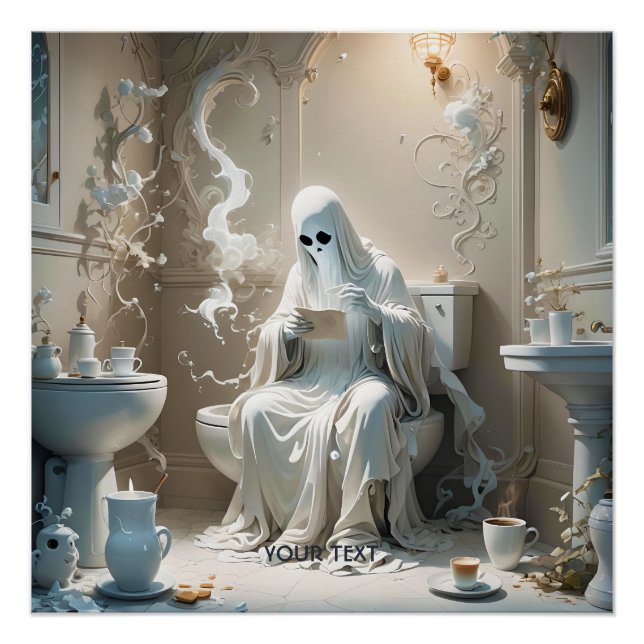 Póster Fantasy Cute Ghost Bathroom Paper (Anverso)