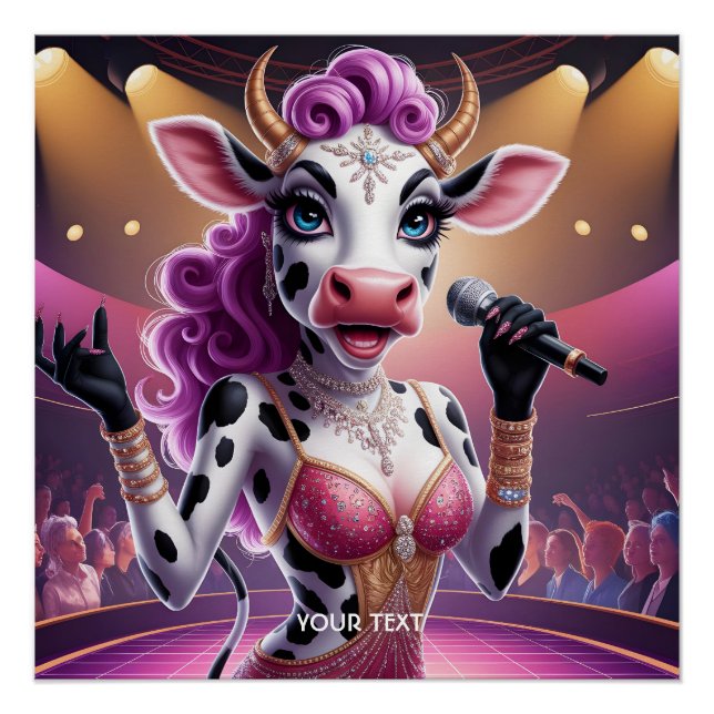 Póster Fantasy Cute Gorgeous Cow Popstar (Anverso)