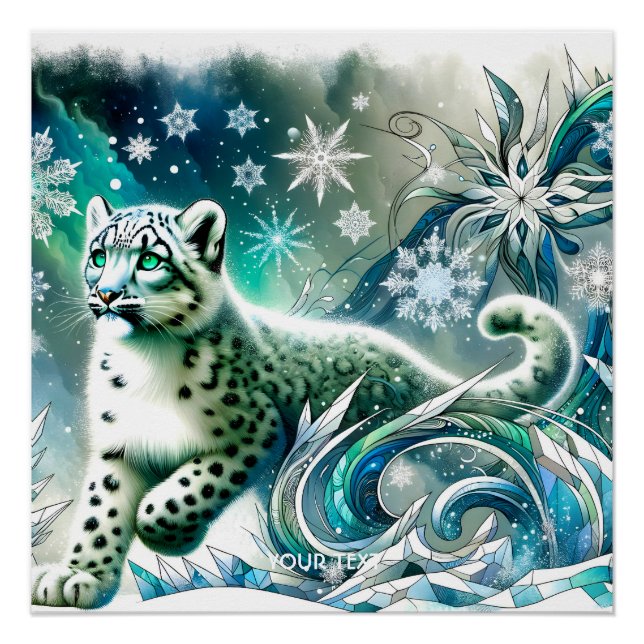 Póster Fantasy Cute Green Eyes Leopardo (Anverso)