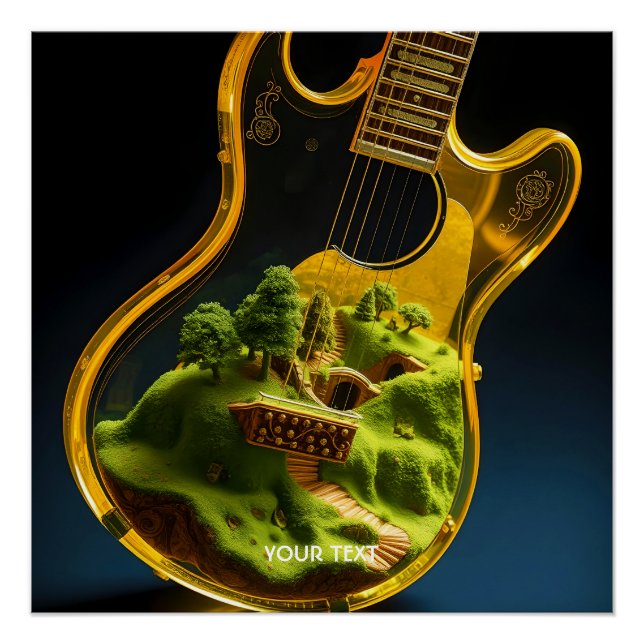 Póster Fantasy Cute Guitar Forest House (Anverso)