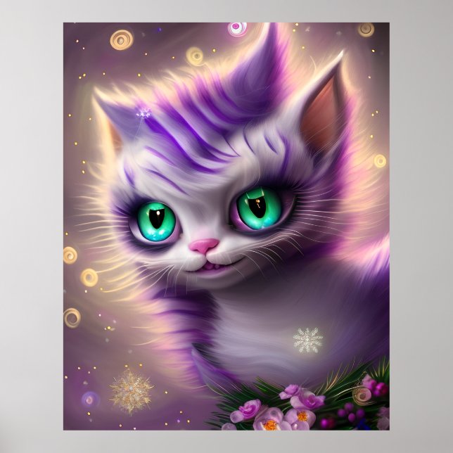 Póster Fantasy Cute Kawaii bebé gatito Cheshire (Frente)