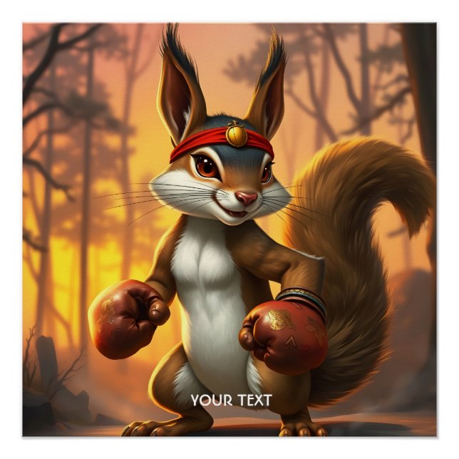Póster Fantasy Cute Kickboxer Bosque de ardilla (Anverso)