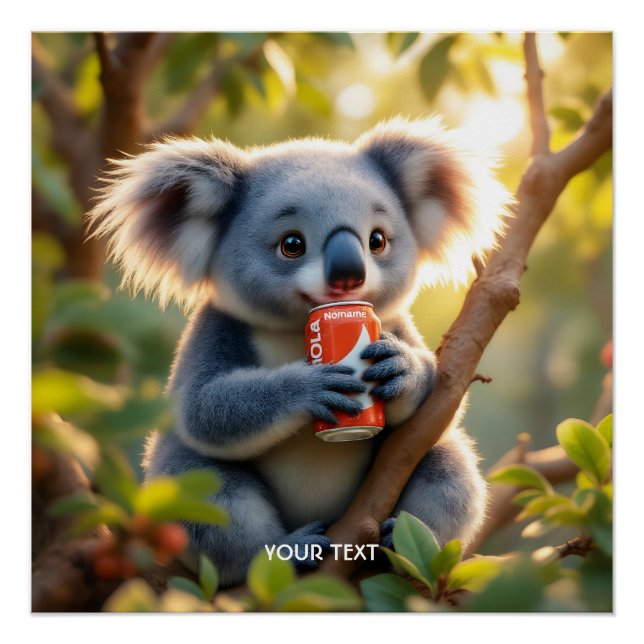 Póster Fantasy Cute Koala Bebe Árbol (Anverso)