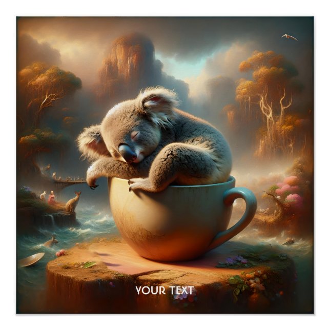 Póster Fantasy Cute Koala Tea Cup (Anverso)