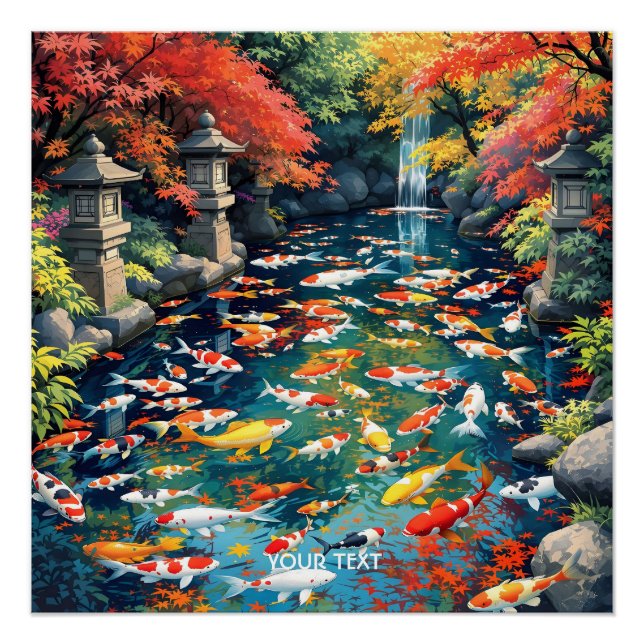 Póster Fantasy Cute Koi Fish Pond (Anverso)