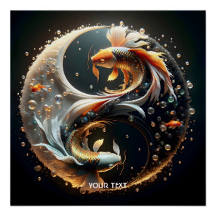 Póster Fantasy Cute Koi Yin Yang
