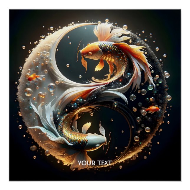 Póster Fantasy Cute Koi Yin Yang (Anverso)