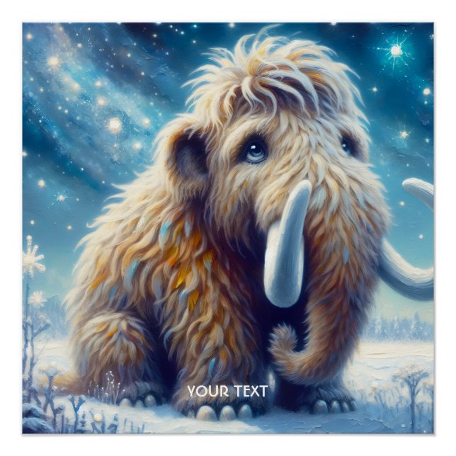 Póster Fantasy Cute Little Mammoth Winter (Anverso)
