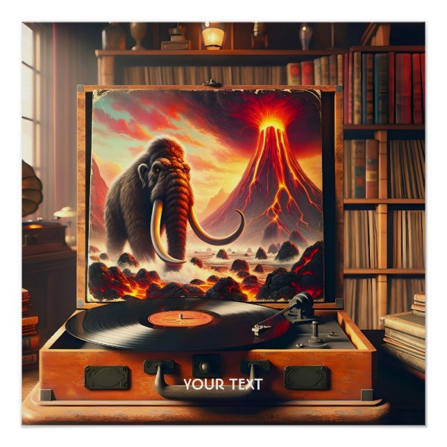 Póster Fantasy Cute Mammoth Vinyl Player (Anverso)