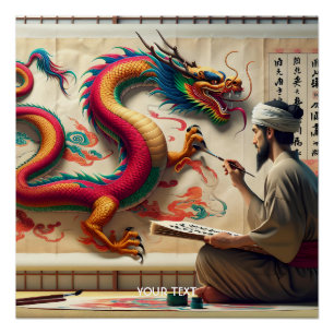 Póster Fantasy Cute Man Brussel Dragon