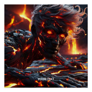 Póster Fantasy Cute Man Fire Lava