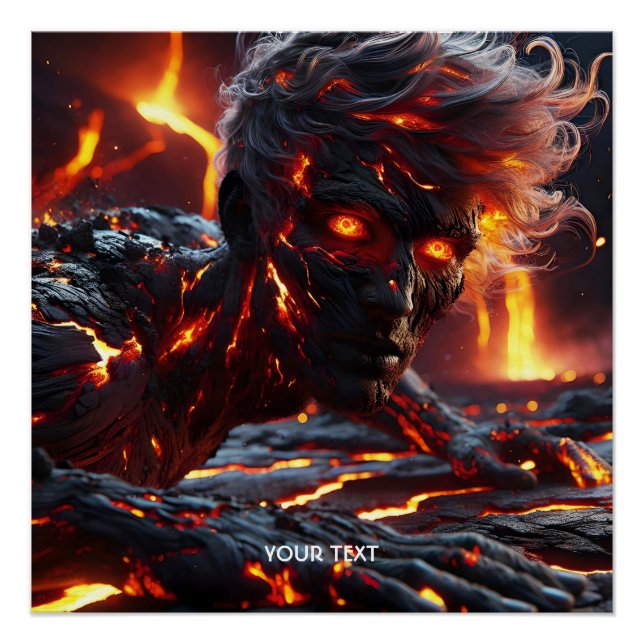 Póster Fantasy Cute Man Fire Lava (Anverso)